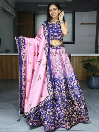 Lovable Pink Printed Art Silk Function Wear Lehenga Choli With Dupatta - Ethnic Plus In